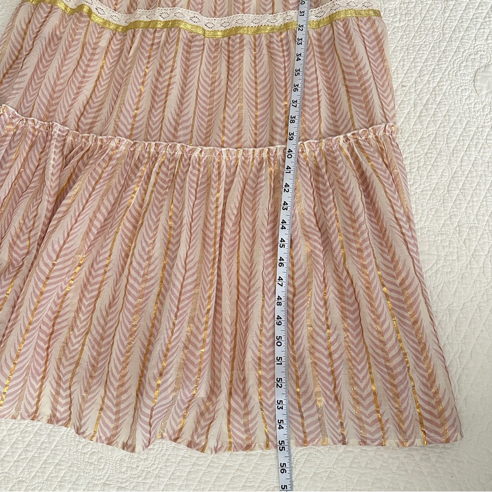 Venus Striped Strapless Embroidered Maxi Dress Metallic Boho Women’s Large - Picture 5 of 12